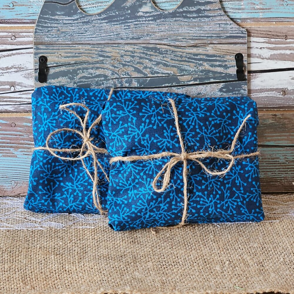 Handsewn Blue Vine Print Herbal Pillow - Choice of Blend